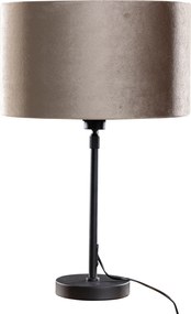 Lampada da Tavolo Nera con Paralume in Velluto Taupe 35cm - Parte