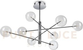 Equinoxe sospensione in vetro trasparente e cromo 8 luci attacco g4