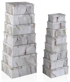 Set di Scatole per Sistemare Impilabili Versa Marmo Cartone 15 Pezzi 35 x 16,5 x 43 cm