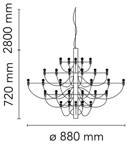 Flos 2097/30 Frosted Bulbs Lampada a sospensione 88 cm a bulbi opachi e luce diffusa in acciaio e Ottone cromo