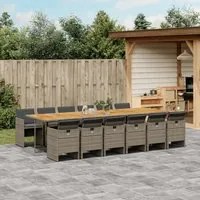 Set da Pranzo da Giardino 13pz con Cuscini Grigio in Polyrattan 3210590