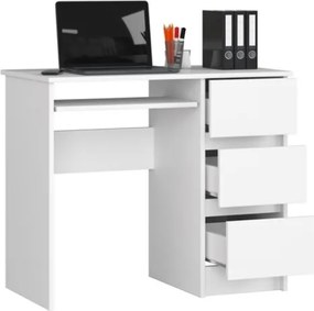 Scrivania 90x50 Con 3 Cassetti Laterali A Destra Artika Bianca