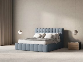 Letto matrimoniale Mamaia in velluto Bluvel con contenitore e testiera - 160x200 cm