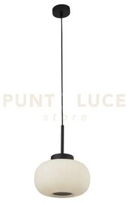 Lumina pendant - metallo nero e vetro opalino rigato