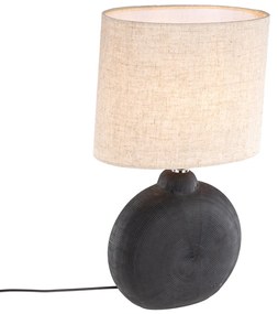 Lampada da tavolo rustica nera con beige - Dua