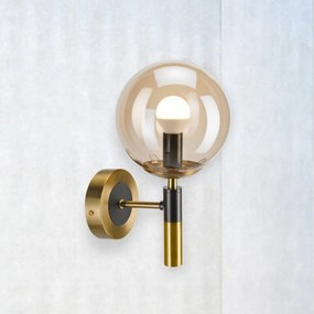 Lamkur Lighting Applique Natalia, color oro, Ø 15 cm, vetro, E14