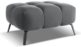 Poggiapiedi grigio con rivestimento in velluto Nalu – Makamii