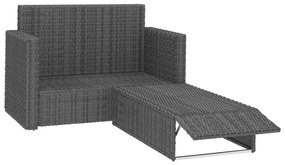 Set divani da giardino 2 pz con cuscini in polyrattan grigio