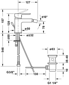 Duravit DC2400011010 - Miscelatore per bidet D-CODE, cromo lucido