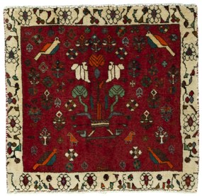 Shiraz Tappeto 60 x 60 Rosso (Iran) Annodato A Mano