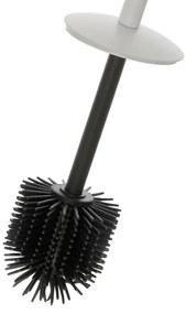 Portascopino bianco opaco con setole nere in silicone e secchio interno