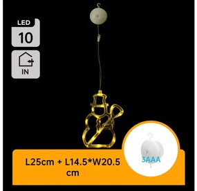 Aigostar - Pupazzo di neve, decorazione natalizia a LED, 10xLED/3xAAA, 20,5 cm