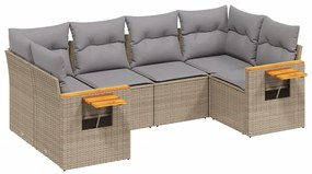 Set divano da giardino 6 pz con cuscini beige in polyrattan