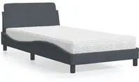 Letto con Materasso Grigio Scuro 100x200 cm in Velluto 3208352