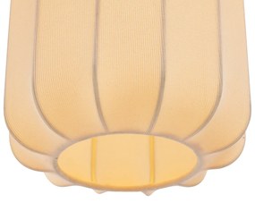 Lampada da terra Japandi nera con paralume oro e beige - Pluni