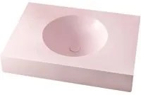 Lavabo modello Big Solid L con sistema integrato di top monolitico e lavabo circolare. In luxolid colore rosa carne