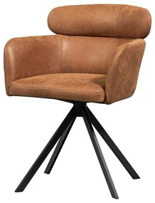 Sedia da pranzo marrone cognac in imbottito con braccioli Fenne – WOOOD