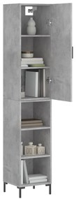 Credenza grigio cemento 34,5x34x180 cm in legno multistrato