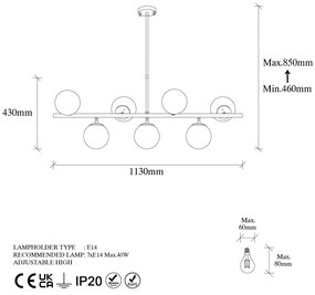 Plafoniera bianca/dorata con paralume in vetro 40x113 cm Fazli – Opviq lights