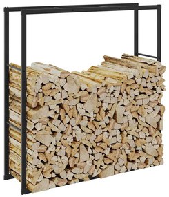 Rastrelliera Per Legna Da Ardere Nera 110x30x116 Cm İn Acciaio /