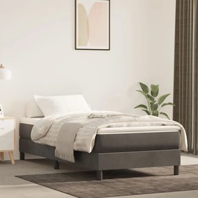 Materasso A Molle Grigio Scuro 80x220x20 Cm İn Velluto /