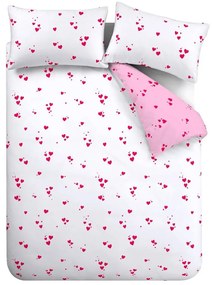 Biancheria da letto bianca/rosa in crêpe per letto matrimoniale 200x200 cm Seersucker Heart – Catherine Lansfield