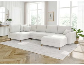 Divano angolare crema in tessuto bouclé (angolo destro/U) Ariella - Ropez