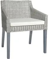 Sedia da Pranzo con Cuscino Grigio in Rattan Naturale 325491