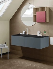 Mobile sottolavabo e lavabo Neo grigio scuro L 120 x H 32 x P 48 cm 1 vasca 2 cassetti