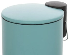 Pattumiera bagno in acciaio acquamarina con pedale e coperchio slim 3 lt