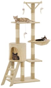 Albero per gatti con tiragraffi in sisal 138 cm beige