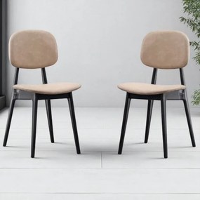 Set 2 sedie ATENA sabbia in ecopelle imbottita per sala o soggiorno