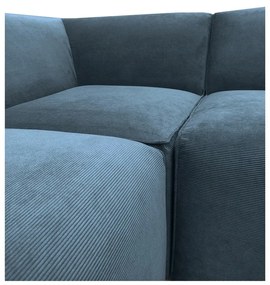 Divano angolare componibile blu (con penisola a sinistra) con rivestimento in velluto a coste Sting – Scandic