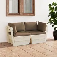 Divano da Giardino a 2 Posti su Pallet con Cuscini Legno Abete cod mxl 43543