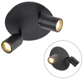 Faretto moderno intelligente nero con GU10 2 luci IP44 - Ducha