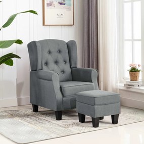 Poltrona Con Poggiapiedi Grigio Chiaro İn Tessuto /