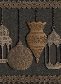 Cole & Son Carta da parati Fez - Silver/ Bronze On Charcoal