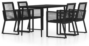 Set mobili da pranzo per giardino 5 pz nero