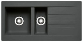 Lavello integrato 1.5 vasche in resina nero DELINIA Scirocco L 50 x L 100 cm