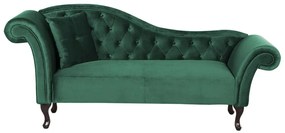 Chaise longue per lato sinistro in velluto verde scuro LATTES Beliani