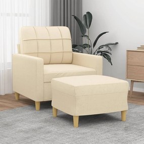 Poltrona Con Poggiapiedi Crema 60 Cm İn Tessuto /