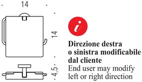 Colombo design Nordic B5291 Porta Rotolo Coperto reversibile destro o sinistro in cromall Cromo