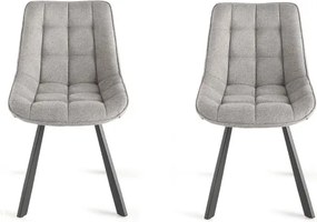 Sedia da cucina in tessuto Grigio Chiaro gambe metallo FRIEDIC set 2 pz