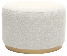 Pouf rotondo in tessuto effetto lana bouclé bianco e metallo dorato D54 cm AMAYA