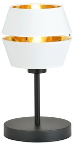 Lampada Da Tavolo Contemporanea 1 Luce Piano In Metallo Bianco E Oro