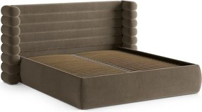 Letto matrimoniale imbottito grigio tortora con contenitore con rete inclusa 180x200 cm Mount – Micadoni