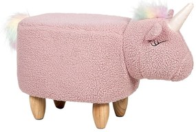 Pouf animaletto tessuto rosa e legno chiaro UNICORN Beliani