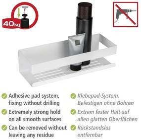 Mensola da bagno senza foratura bianco opaco in acciaio inox con aggancio Turbo-loc Genova – Wenko
