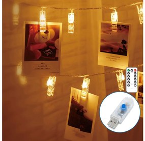 Aigostar - Catena luminosa LED decorativa 40 LED/5W/USB 9 m bianco caldo