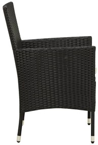 Set da Pranzo da Giardino 7 pz con Cuscini in Polyrattan Nero